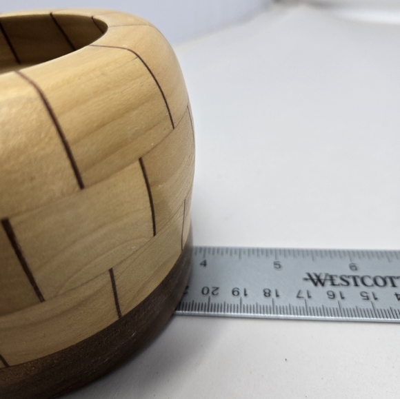 Maple Potpourri Bowl With Pewter Floral Design Lid Decorative Wood Design - Picture 12 of 13